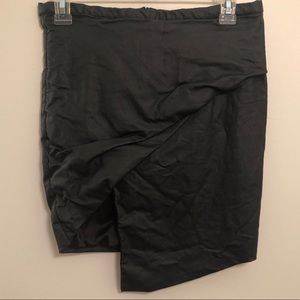 Olivaceous Black Faux-Leather Asymmetrical Skirt